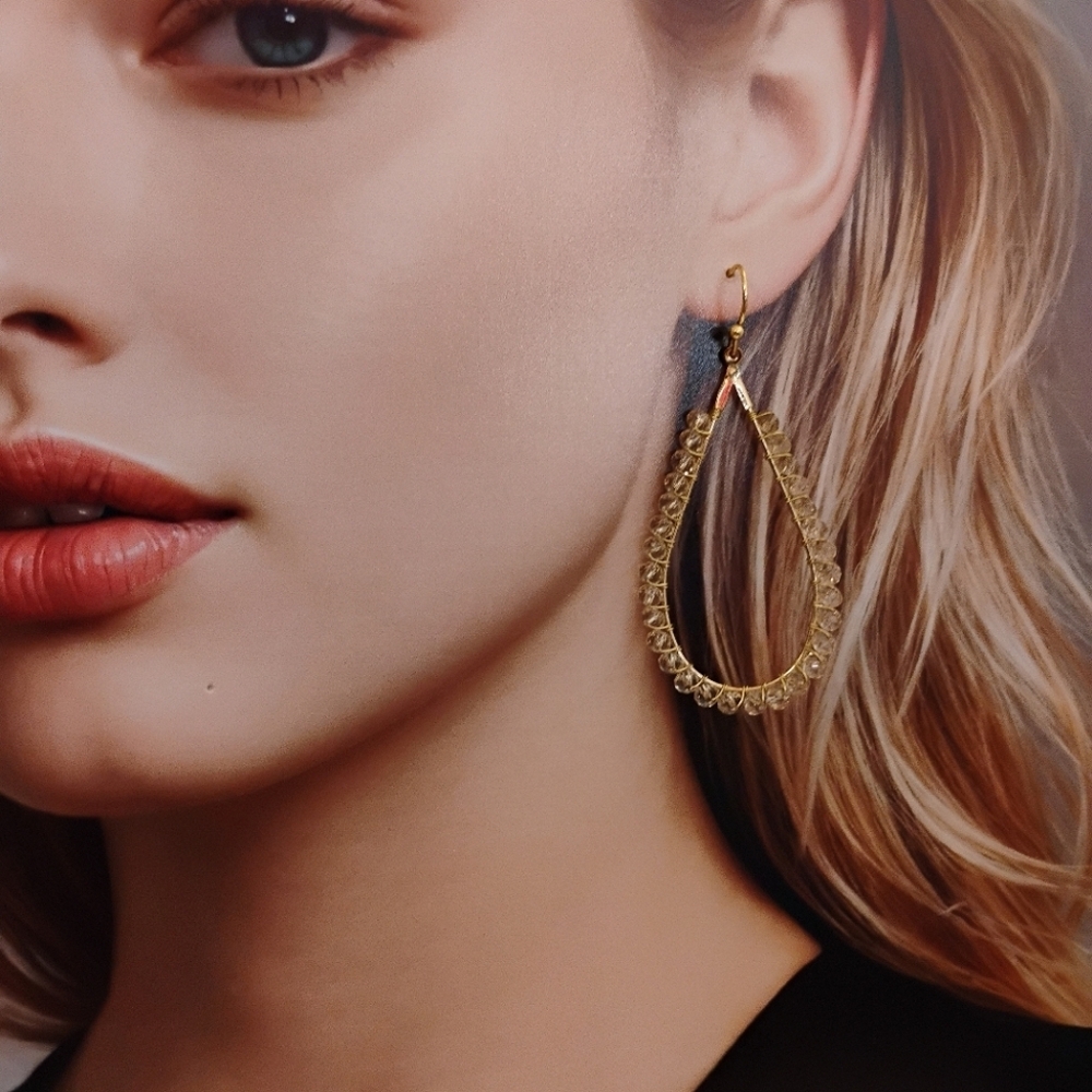NWT Express Sparkling‎ Bead Tear Drop Earrings